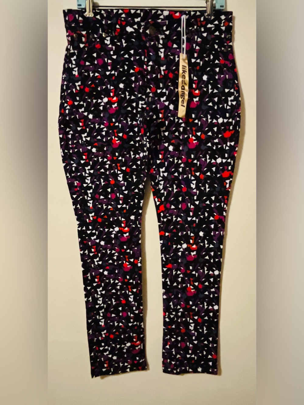 Like An Angel Women’s 1X Multicolor Geometric Print Skinny Jeggings - Picture 5 of 13